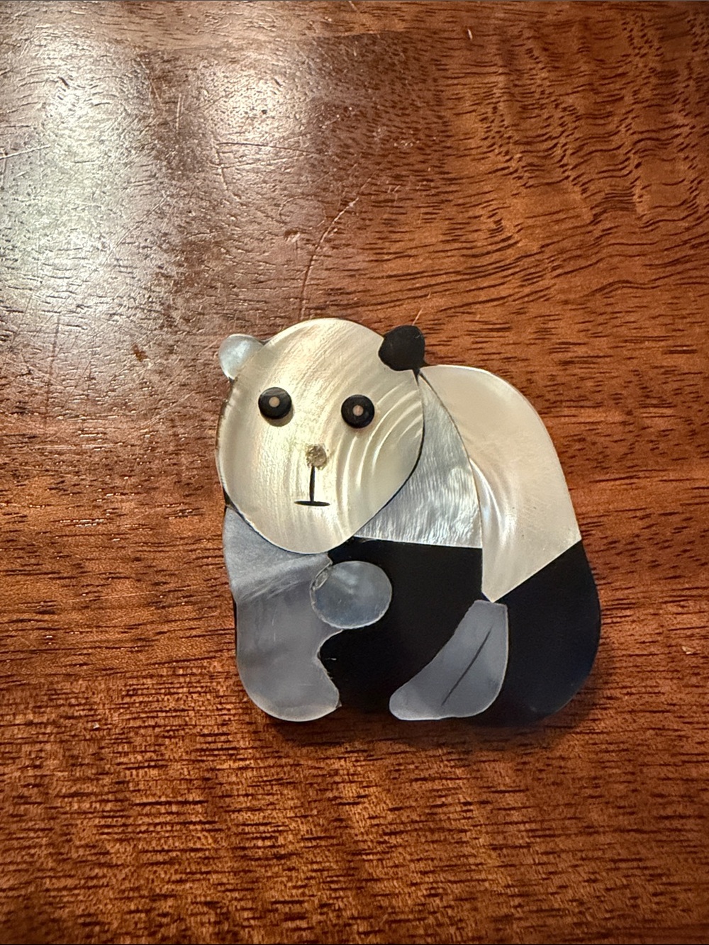 Vintage Panda Motif Black & White Enamel Brooch